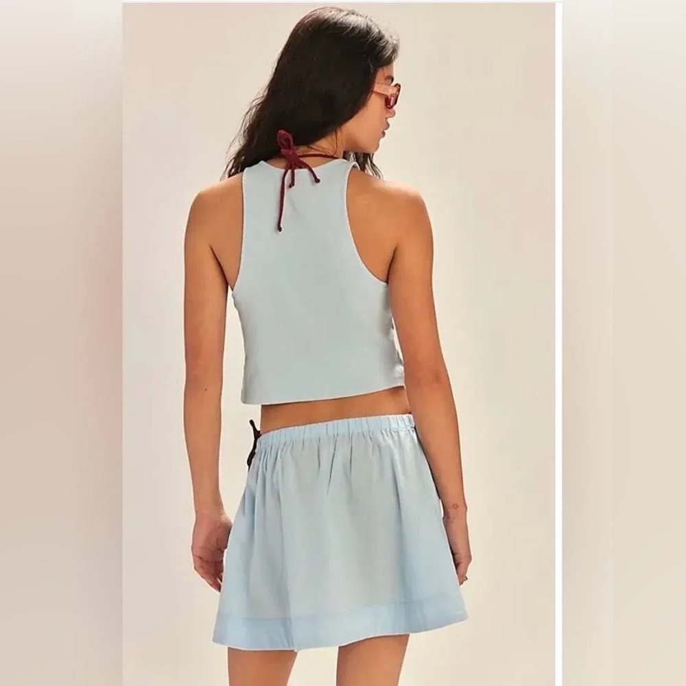 NWOT free-est Milani Tank Top Mini Skirt Boho Cotton Set Blue snowflake
